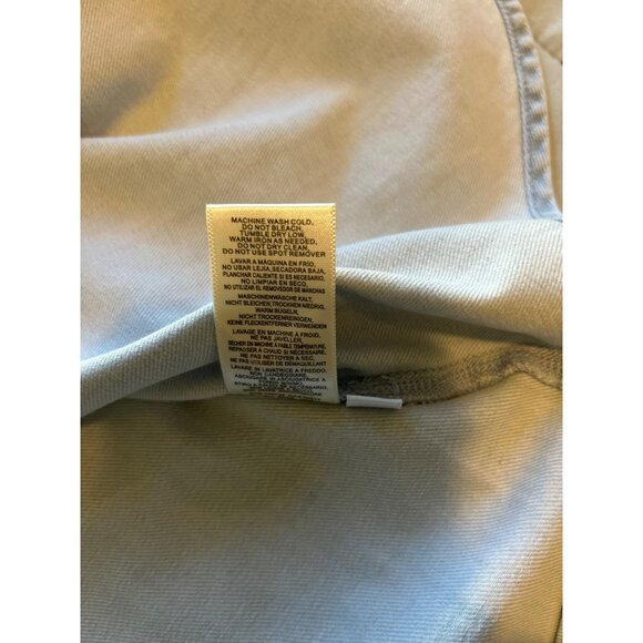 Cloth & Stone Chambray Split Neck Top XS Blue Tencel Short Sleeve Casual Blouse - Picture 7 of 10